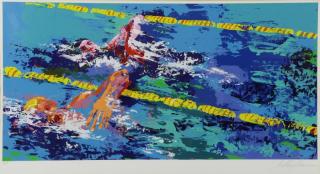 Appraisal: NEIMAN LeRoy Color Screenprint Olympic Swimmers Pencil signed lower right