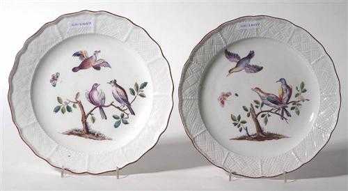 Appraisal: PAIR OF PLATES WITH HAUSMALER DECORATION Meissen mid th century