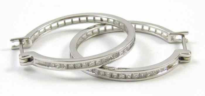 Appraisal: PAIR OF DIAMOND HOOP EARRINGS each k white gold set