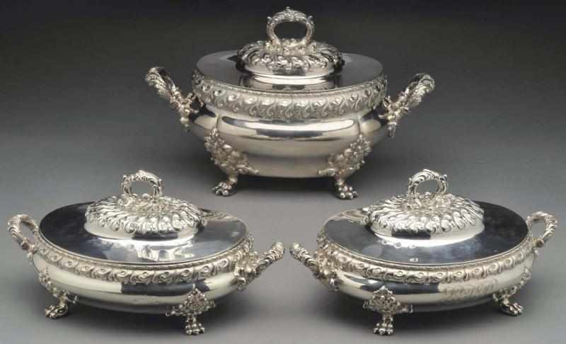 Appraisal: American Silver Soup Tureen Smaller Tureens Theodore B Starr ca