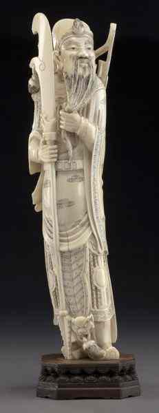 Appraisal: Chinese Qing carved ivory Guandi International buyers should note that