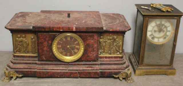 Appraisal: Clocks in 'As Found' Condition is a pink marble and