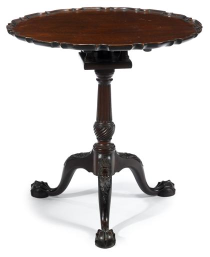 Appraisal: Chippendale mahogany piecrust tea table Shaped molded top on birdcage