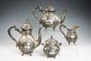 Appraisal: PC GERMAN SILVER TEA SERVICE - Heavily Repoussed Baroque decoration