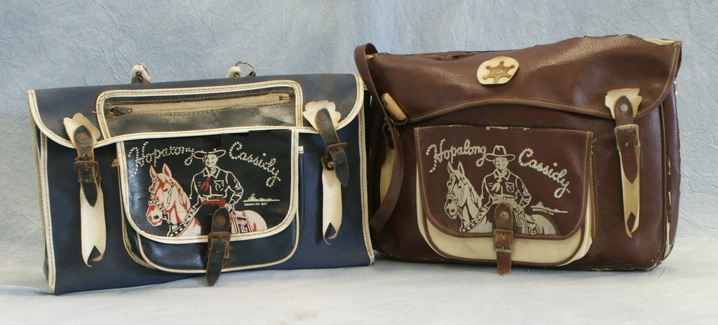 Appraisal: Hopalong Cassidy book bags cracking to vinyl and leather