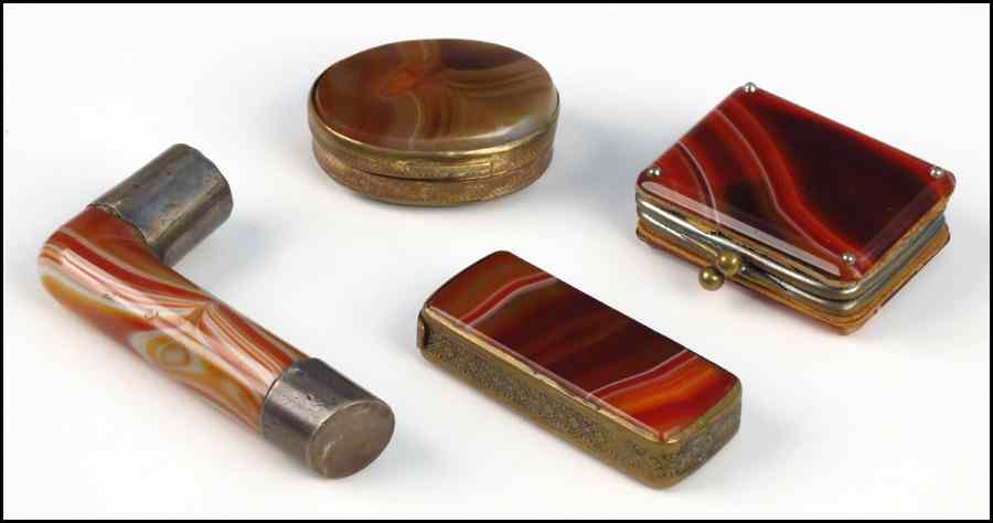 Appraisal: SCOTTISH AGATE CANE HANDLE Together with an agate card case