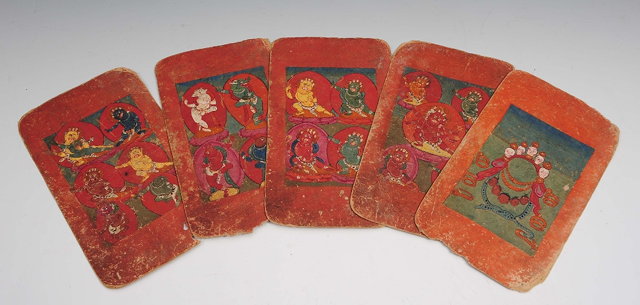 Appraisal: Five Tibetan painted folio pages th Century cm x cm