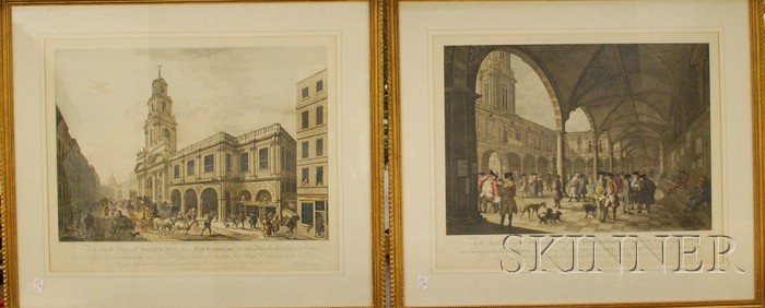 Appraisal: Pair of Framed Chapman Print Views of the Royal Exchange