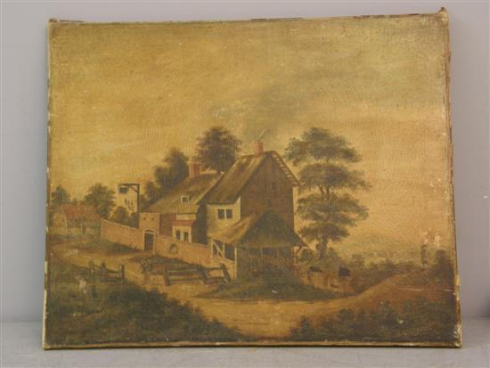 Appraisal: th century English School oil on canvas village scene with