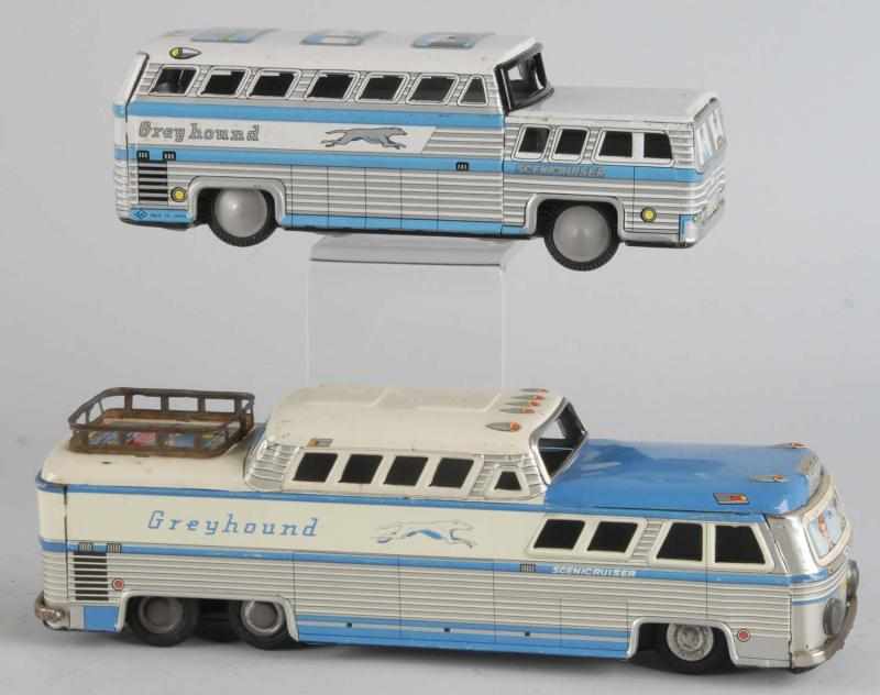 Appraisal: Lot of Tin Greyhound Scenicruiser Bus Toys Description Japanese Friction