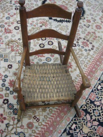 Appraisal: th Century Child's Rocker split oak seat Tall x -