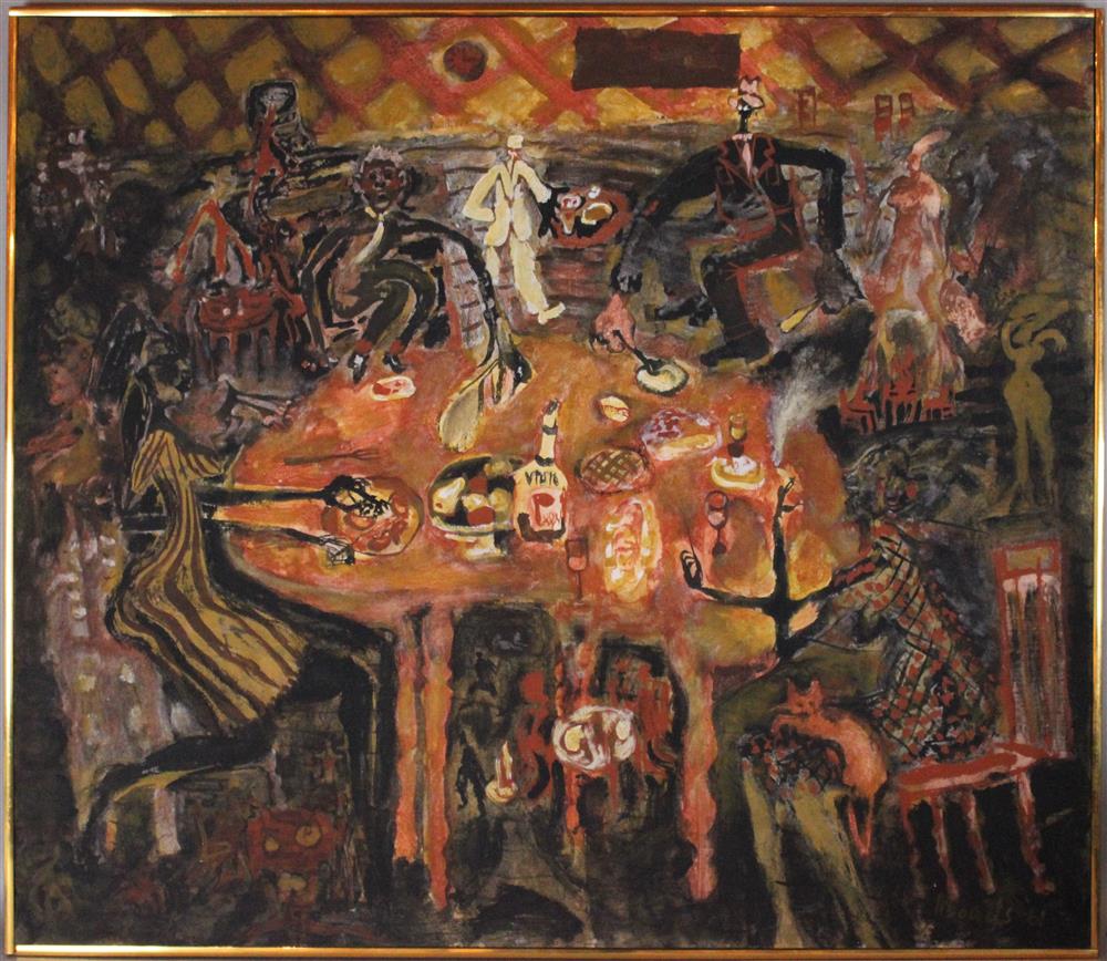 Appraisal: GEORGE RHOADS AMERICAN - UNTITLED MACABRE MEAL Acrylic on canvas