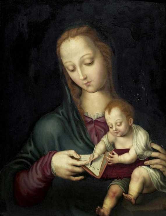 Appraisal: MORALES LUIS DE Badajoz zeitgen ssische Kopie Madonna mit Kind