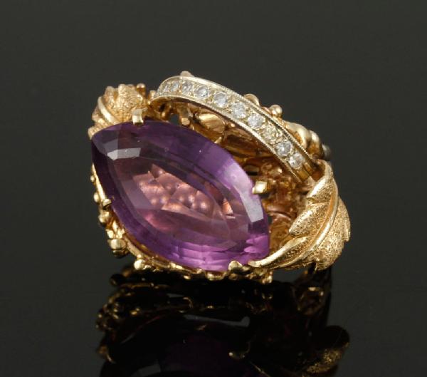 Appraisal: - Ladies' K Amethyst and Diamond Ring Ladies' K gold