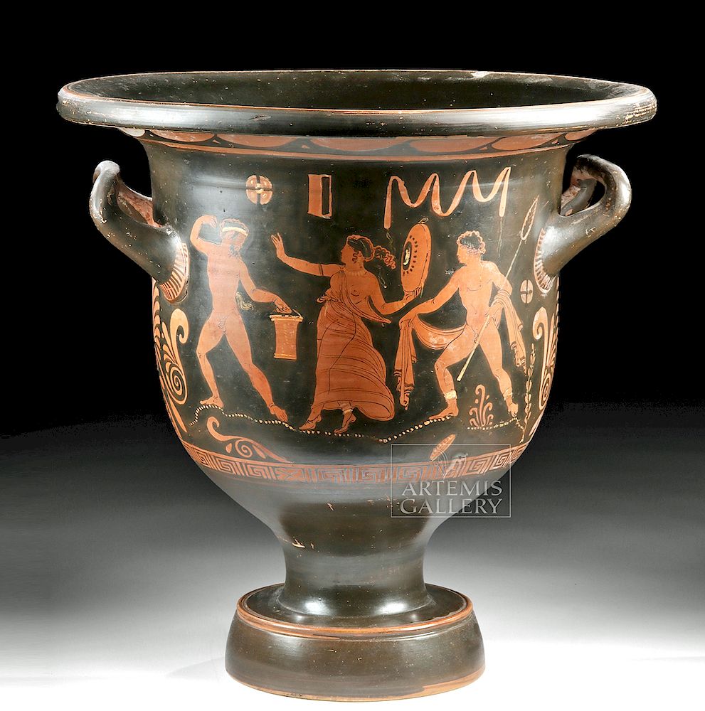 Appraisal: Apulian Red-Figure Bell Krater w Dionysian Scene TL'd Magna Graecia