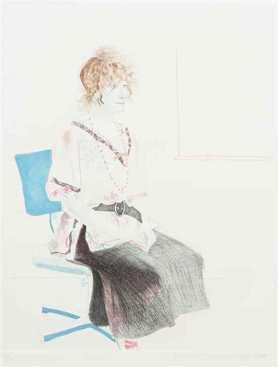 Appraisal: David Hockney British b Celia Seated in an Office Chair