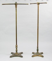 Appraisal: Pair of Large Brass Coat Stands ca 's Large T-shaped