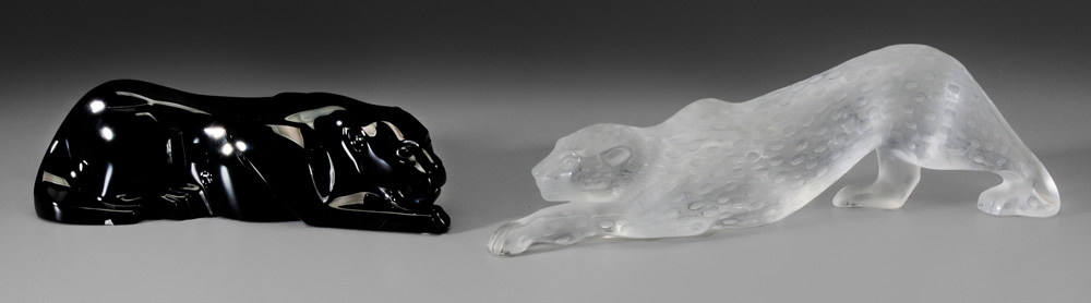 Appraisal: Lalique Glass Zelia Panther Baccarat Lion French late th century