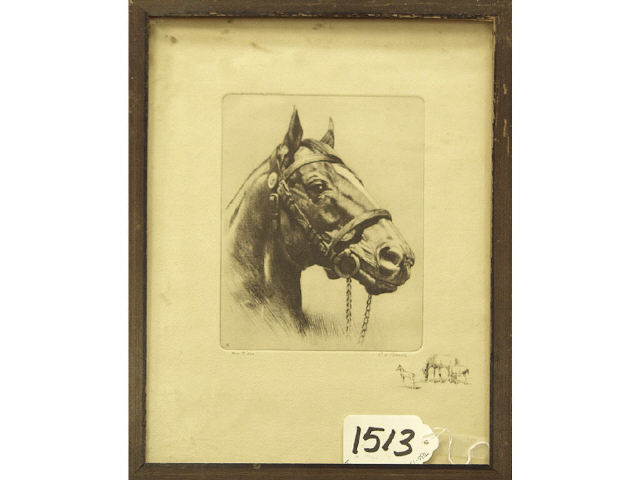 Appraisal: R H Polenski dry point etching of the famous race