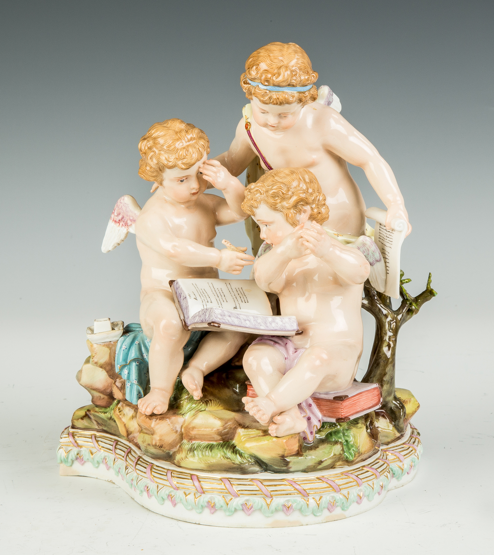 Appraisal: Meissen Figural Group with Cherubs th century Blue crossed swords