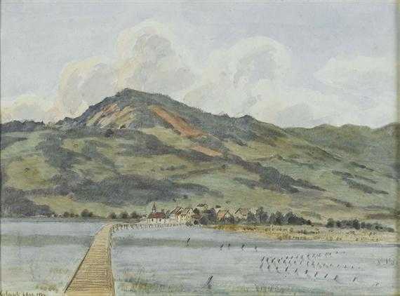 Appraisal: NAEGELI HEINRICH Zurich Der Jakobsweg bei Rapperswil Watercolour over pencil