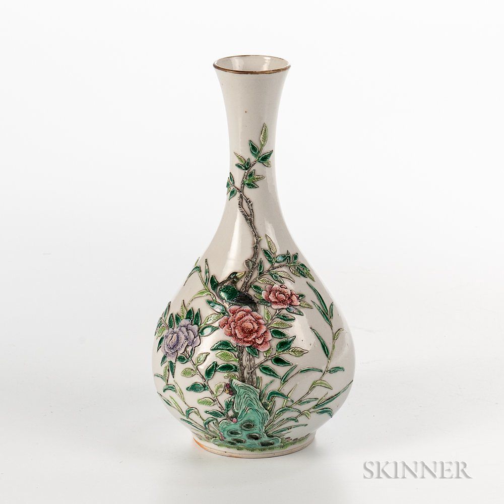 Appraisal: Enameled and White-glazed Vase Enameled and White-glazed Vase China th