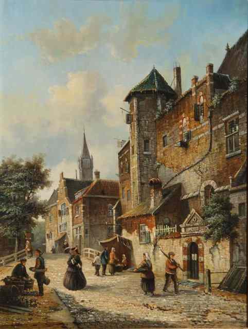 Appraisal: L ROTH TH CENTURY Continental street scene in summer signed