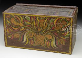 Appraisal: FINE RARE PAINTED DECORATED CANDLE BOX Circa Northumberland County PA