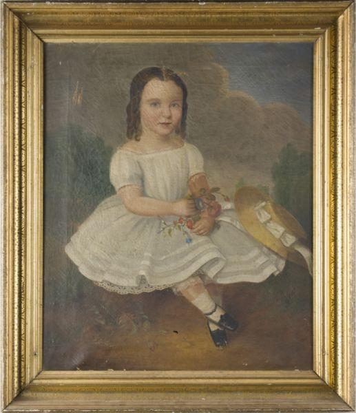 Appraisal: American School Portrait of a Young Girl ca oil on