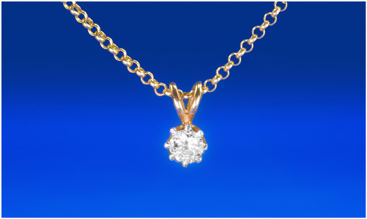 Appraisal: ct Gold Diamond Pendant Round Brilliant Cut Single Stone Illusion