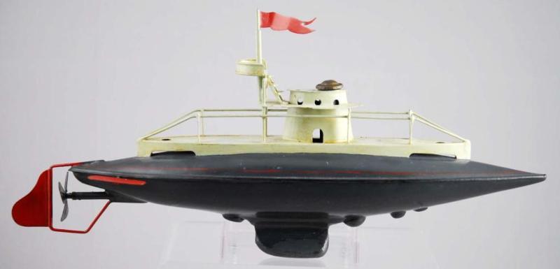 Appraisal: Bing Tin Wind-Up Submarine Toy Description German With key Marked