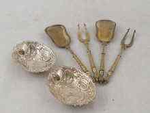 Appraisal: Two pairs of silver gilt pickle spoons and forks in