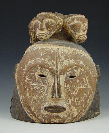 Appraisal: AFRICAN CARVED WOOD MASK BAULE '' h '' diam Note