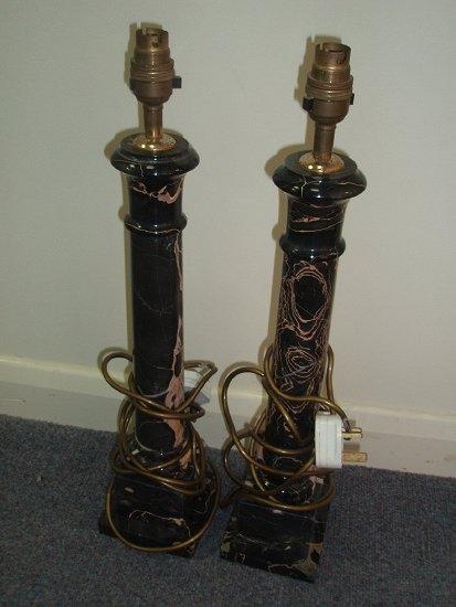 Appraisal: A pair of veined onyx lamps of column form cm