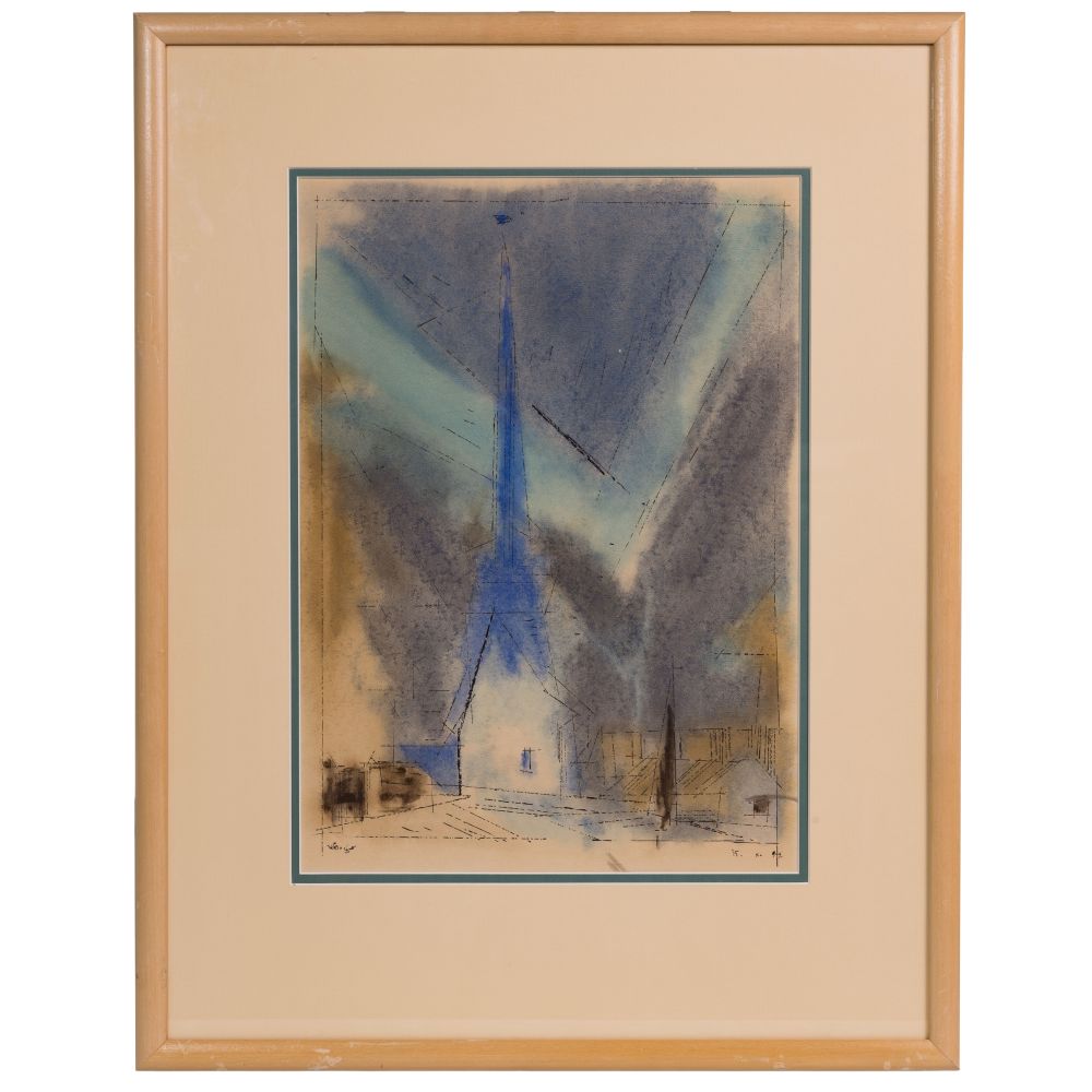 Appraisal: AFTER LYONEL FEININGER AMERICAN - GOTHIC SPIRE PRINT ON TEXTURED