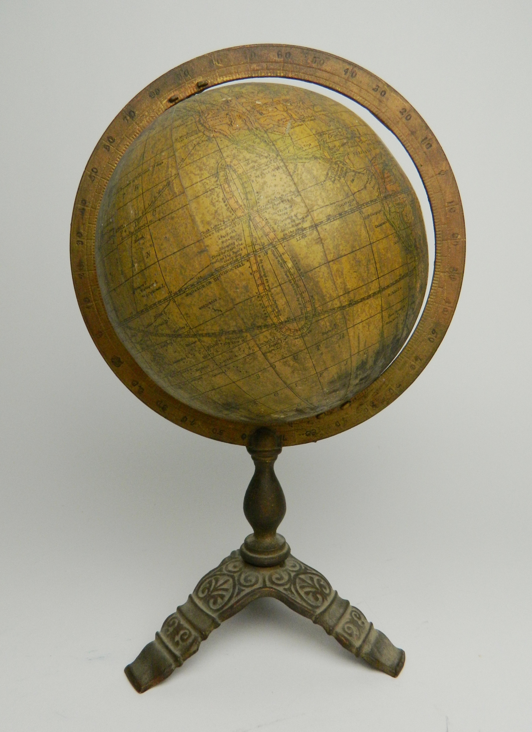 Appraisal: th c '' Terrestrial globe on stand with cast iron