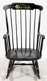 Appraisal: SPINDLE BACK BOSTON ROCKER SPINDLE BACK BOSTON ROCKER Glazed black