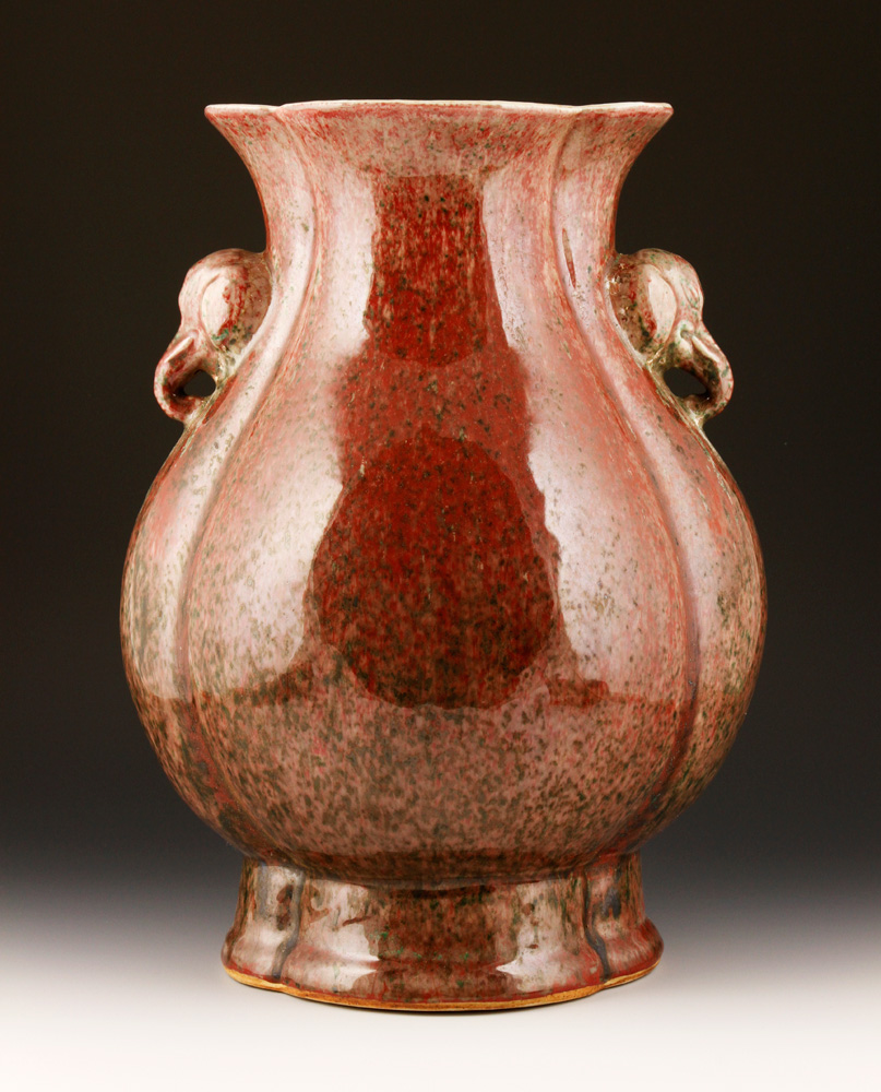 Appraisal: - Chinese Red Zun Vase Chinese red glazed zun vase