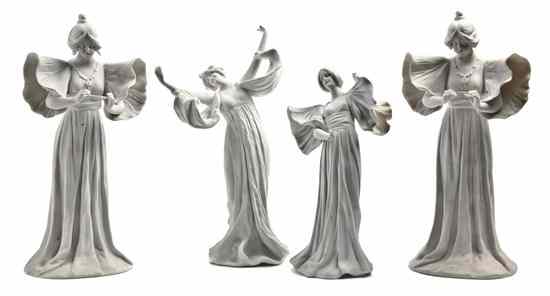 Appraisal: A Group of Four Art Nouveau Style Bisque Porcelain Figures