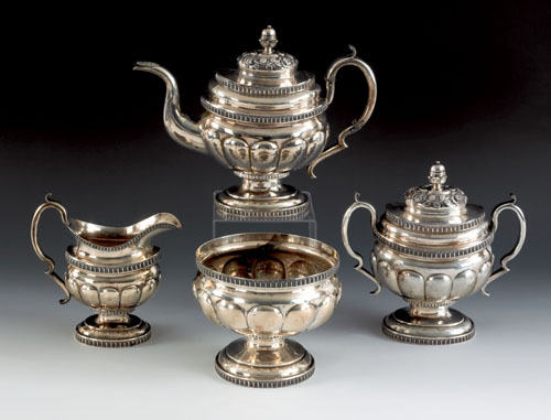 Appraisal: New York four-piece silver tea service ca bearing the touch