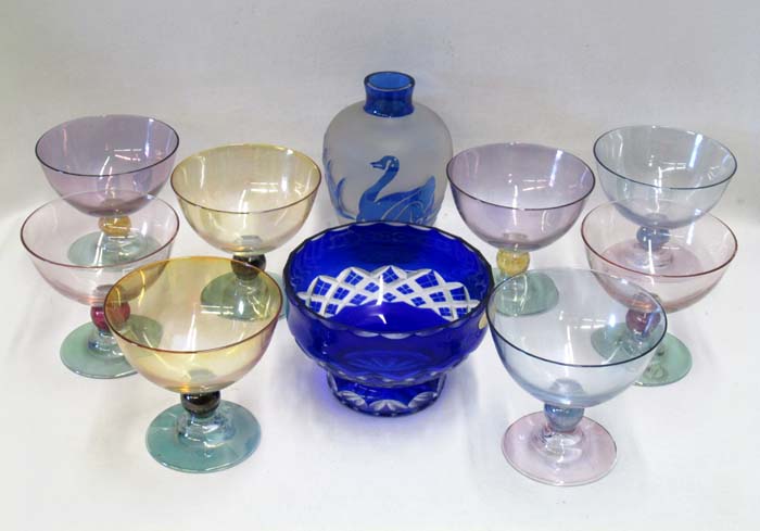 Appraisal: SET OF GLASS SHERBETS A BOWL AND A VASE pieces