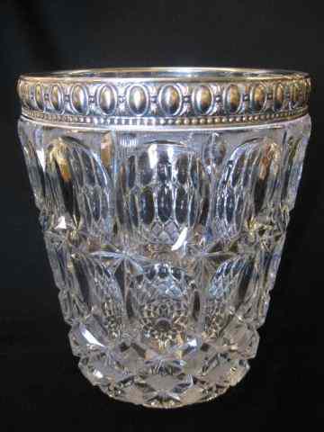 Appraisal: Cut Crystal Wine Cooler silverplate rim '' tall excellent