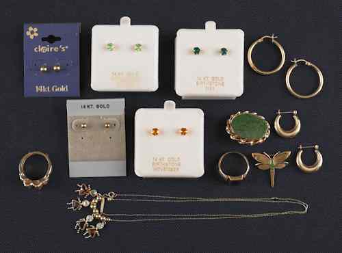 Appraisal: Five pair of K gold earrings three with stones together