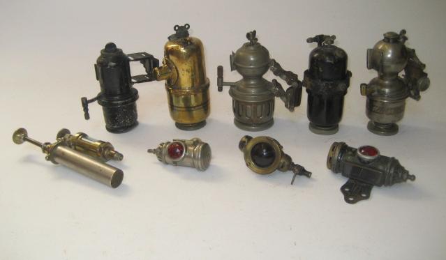 Appraisal: Five various carbide lamp generators by Miller Lucas Schmitt and