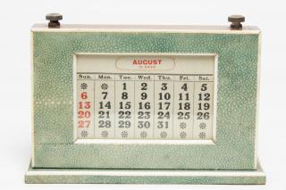 Appraisal: English Art Deco Shagreen Perpetual Calendar English Art Deco perpetual