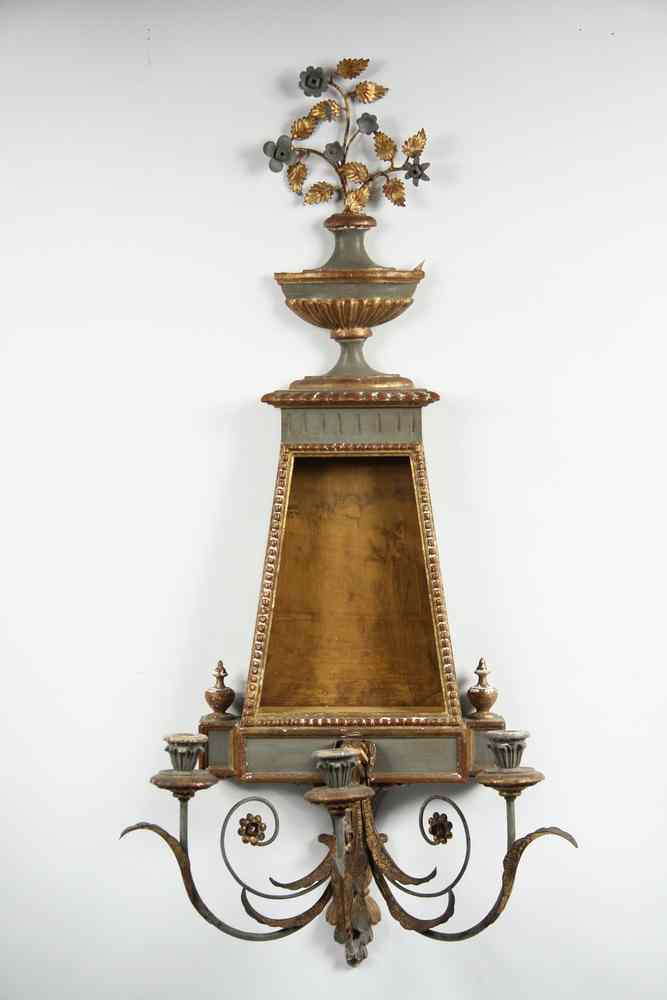 Appraisal: ITALIAN WALL CANDLE SCONCE - Polychrome and Gilt mid th