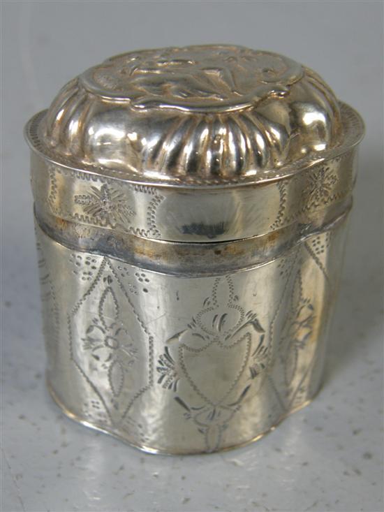 Appraisal: Dutch silver box of serpentine form engraved with flowers and