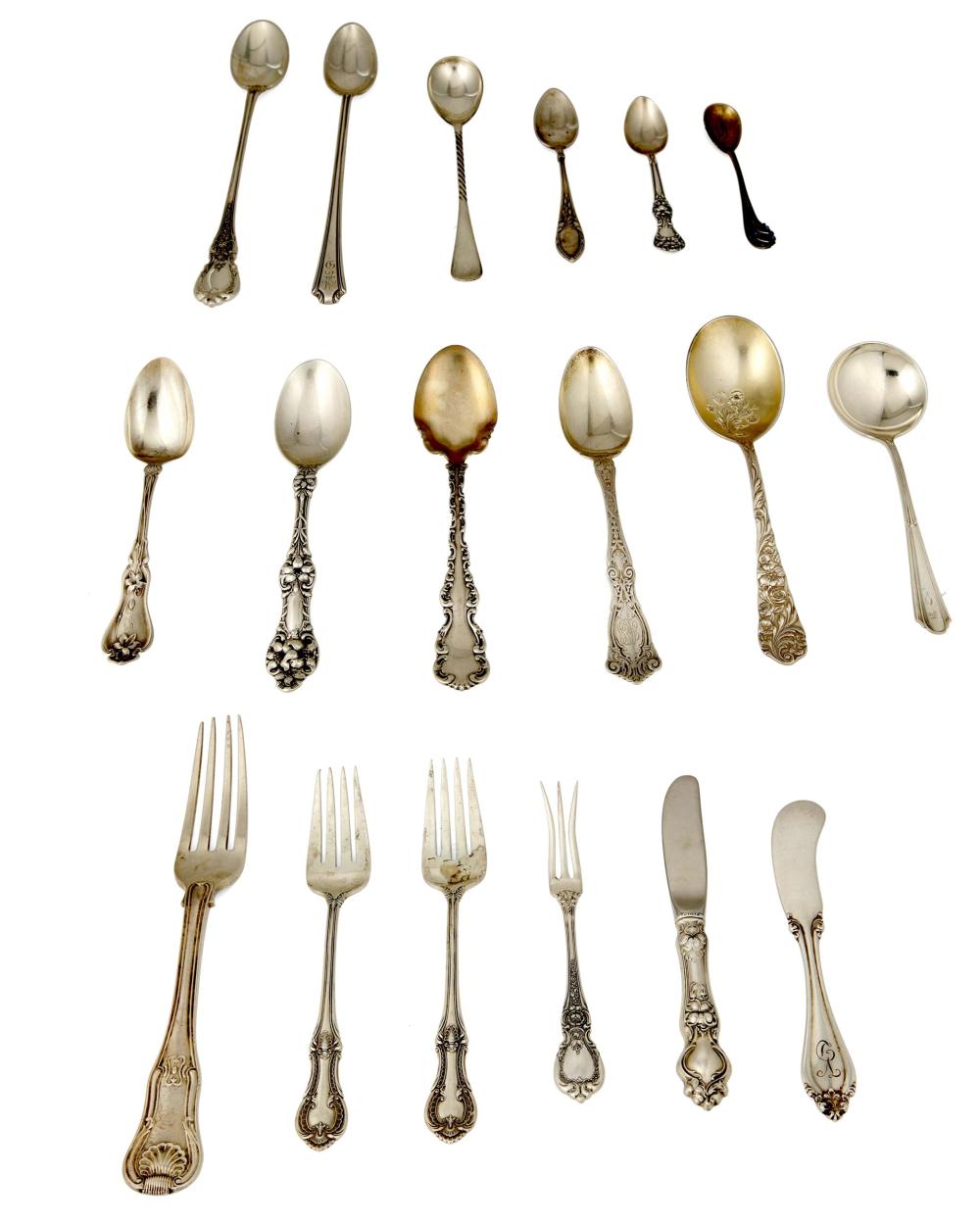 Appraisal: A GROUP OF STERLING SILVER FLATWAREA group of sterling silver