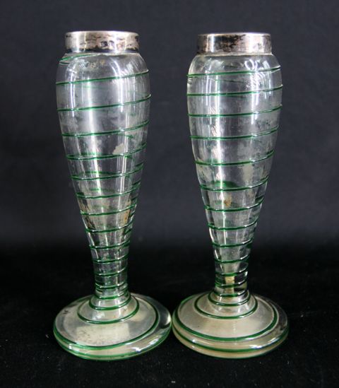 Appraisal: A pair of Art Nouveau silver mounted vases cm high