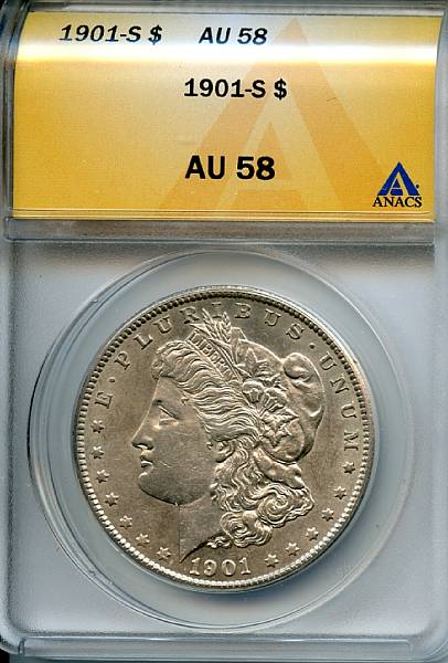 Appraisal: -S AU ANACS With much original mint luster still adhering